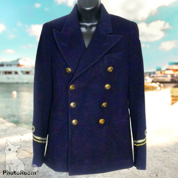 POLO RALPH LAUREN Navy Blue Double Breast Nautical Wool Hourglass Blazer - Picture 1 of 6